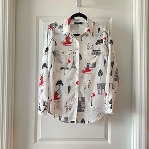 Karl Lagerfeld Je T’aime button down Shirt, Size XS